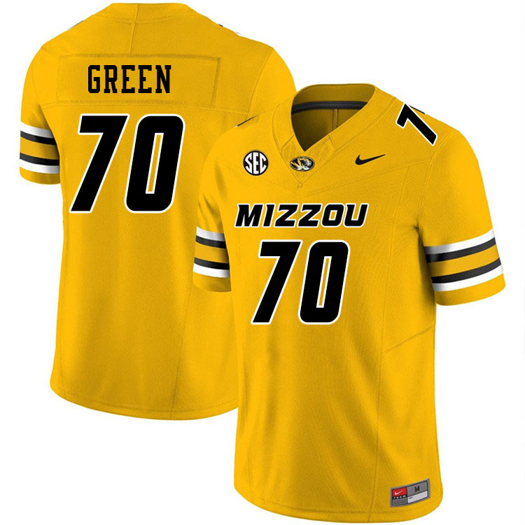 Men #70 Cayden Green Missouri Tigers College Football Jerseys Stitched-Gold